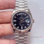 AAA Copy Rolex Presidential Day-Date Black Dial Stainless Steel Watch Swiss 3255 Movement